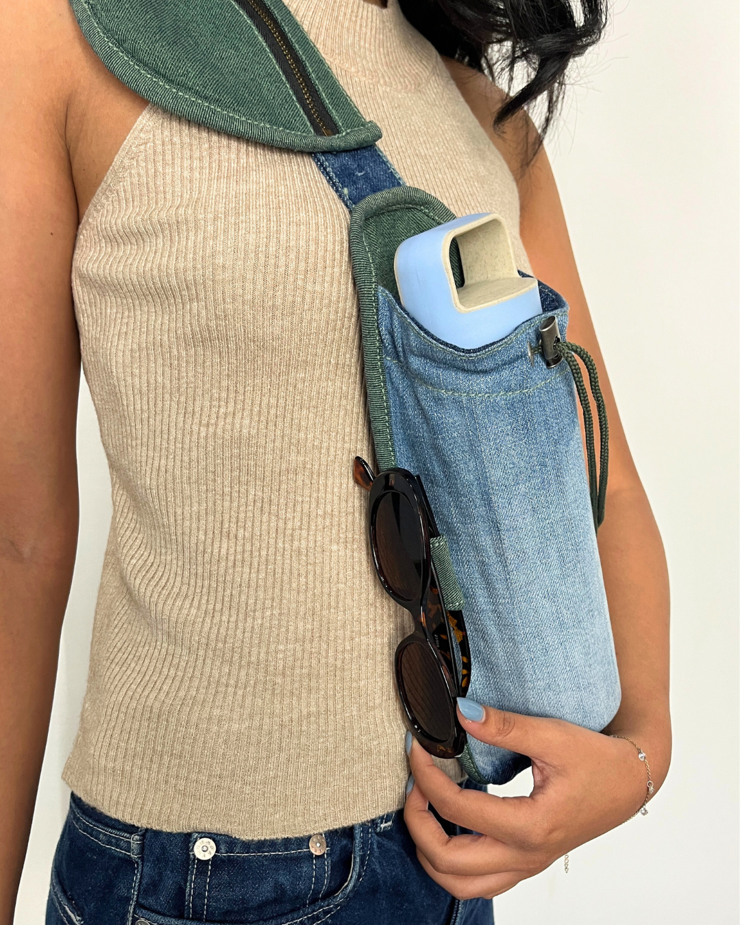 Crossbody Sling Bag with Bottle Holder