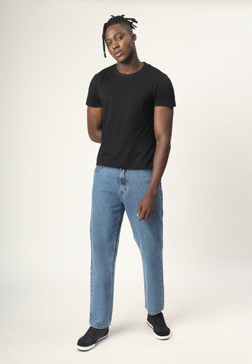 Mid Indigo High Rise Straight Jeans