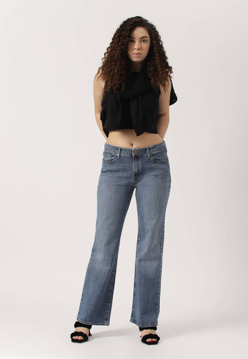 Mid Indigo Mid Rise Bootcut Jeans