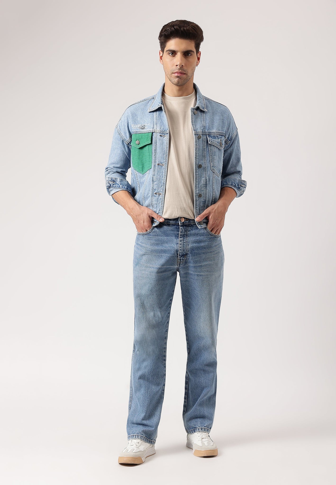 Mid Indigo High Rise Straight Jeans