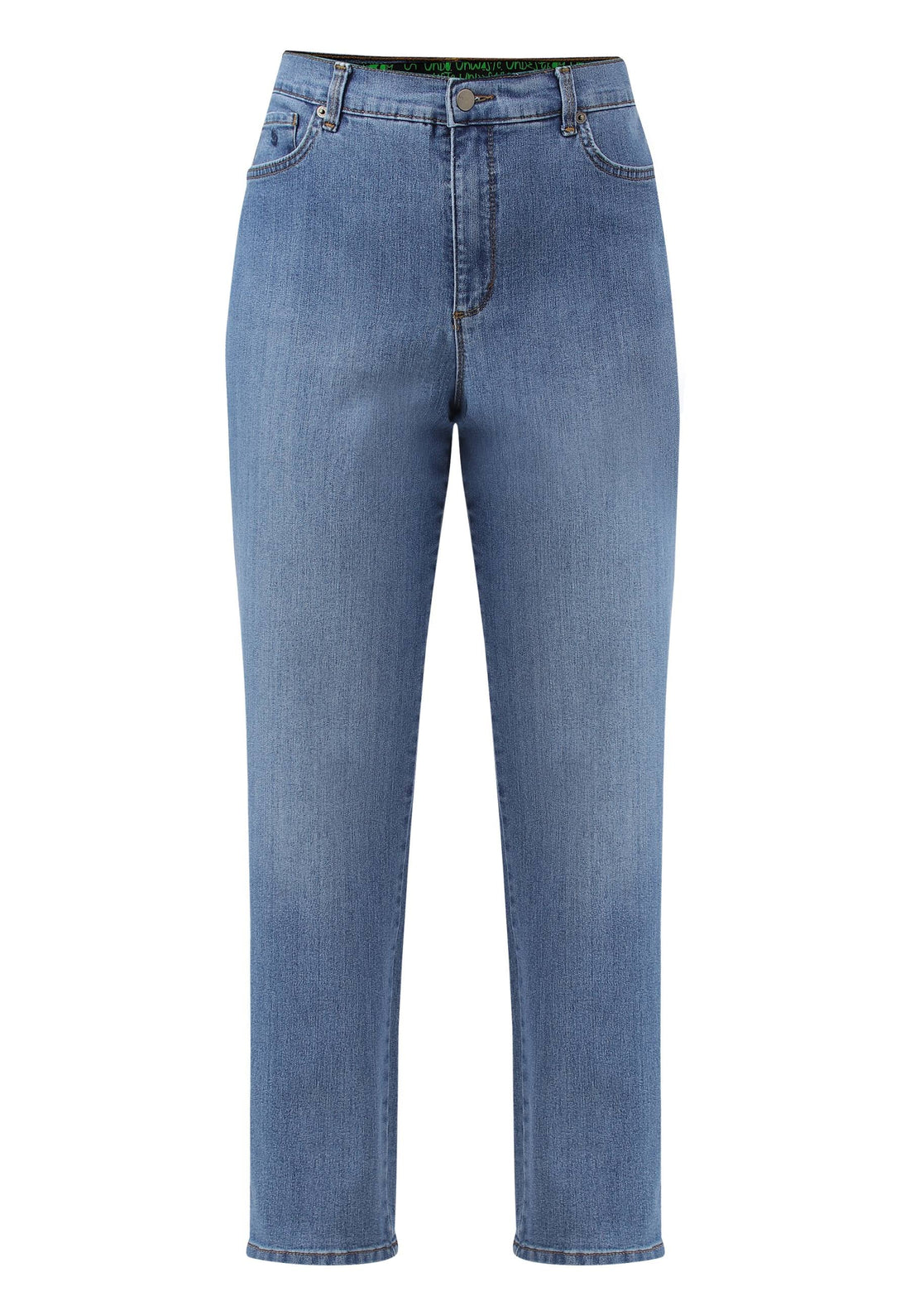 Mid Indigo High Rise Straight Jeans