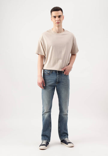 Mid Indigo High Rise Bootcut Jeans