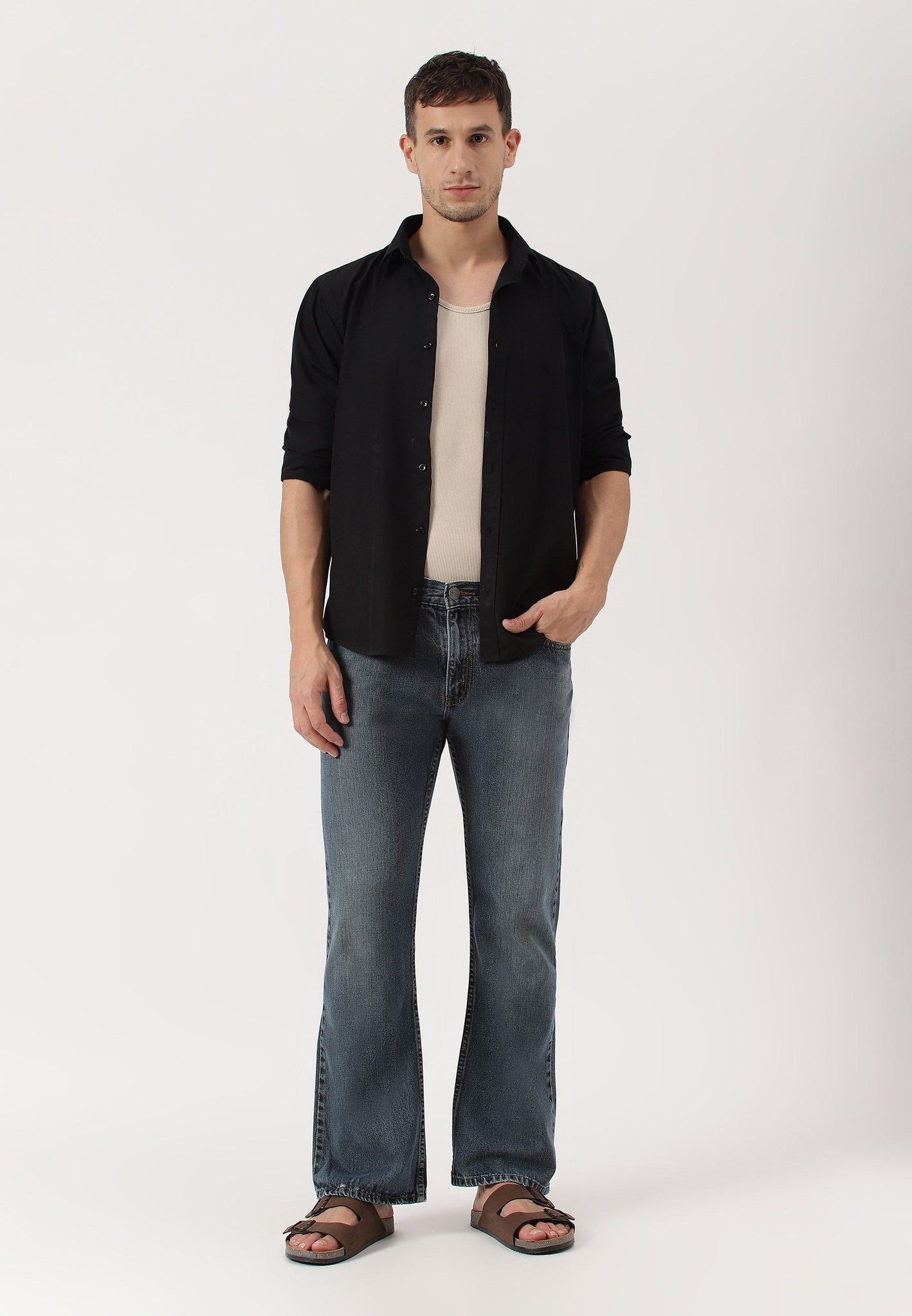 Dark Indigo Mid Rise Bootcut Jeans