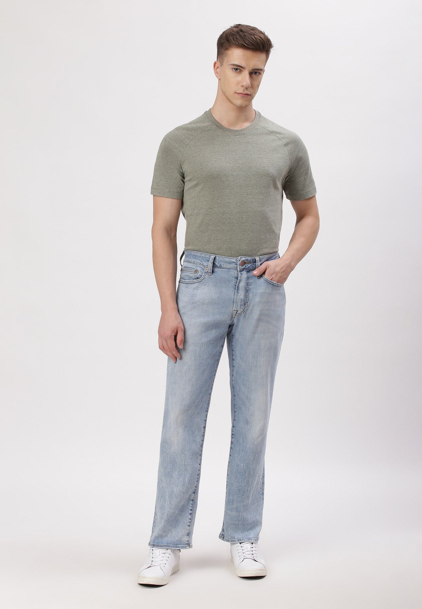 Light Indigo Low Rise Straight Jeans