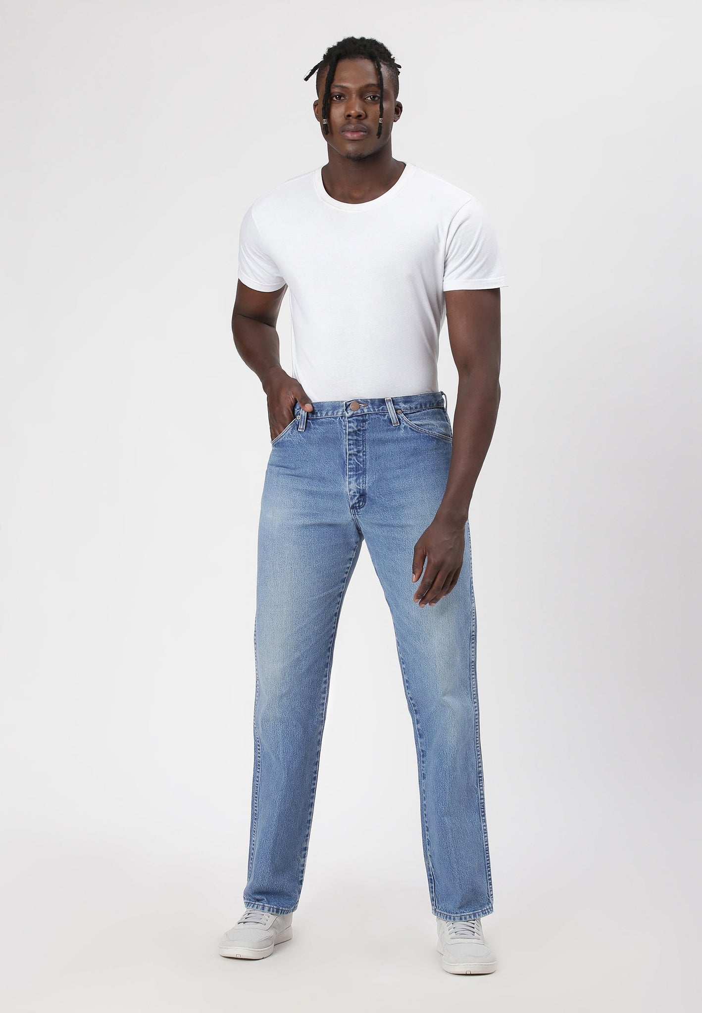 Light Indigo High Rise Straight Jeans