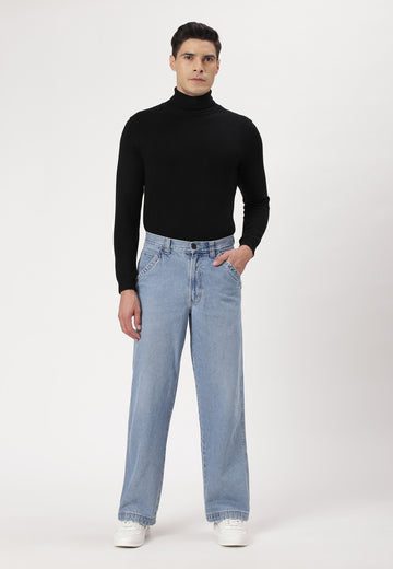 Light Indigo High Rise Straight Jeans