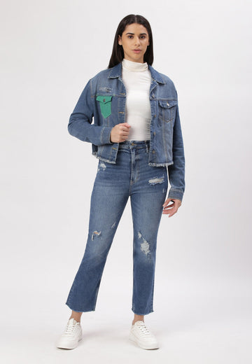 Mid Indigo High Rise Bootcut Jeans