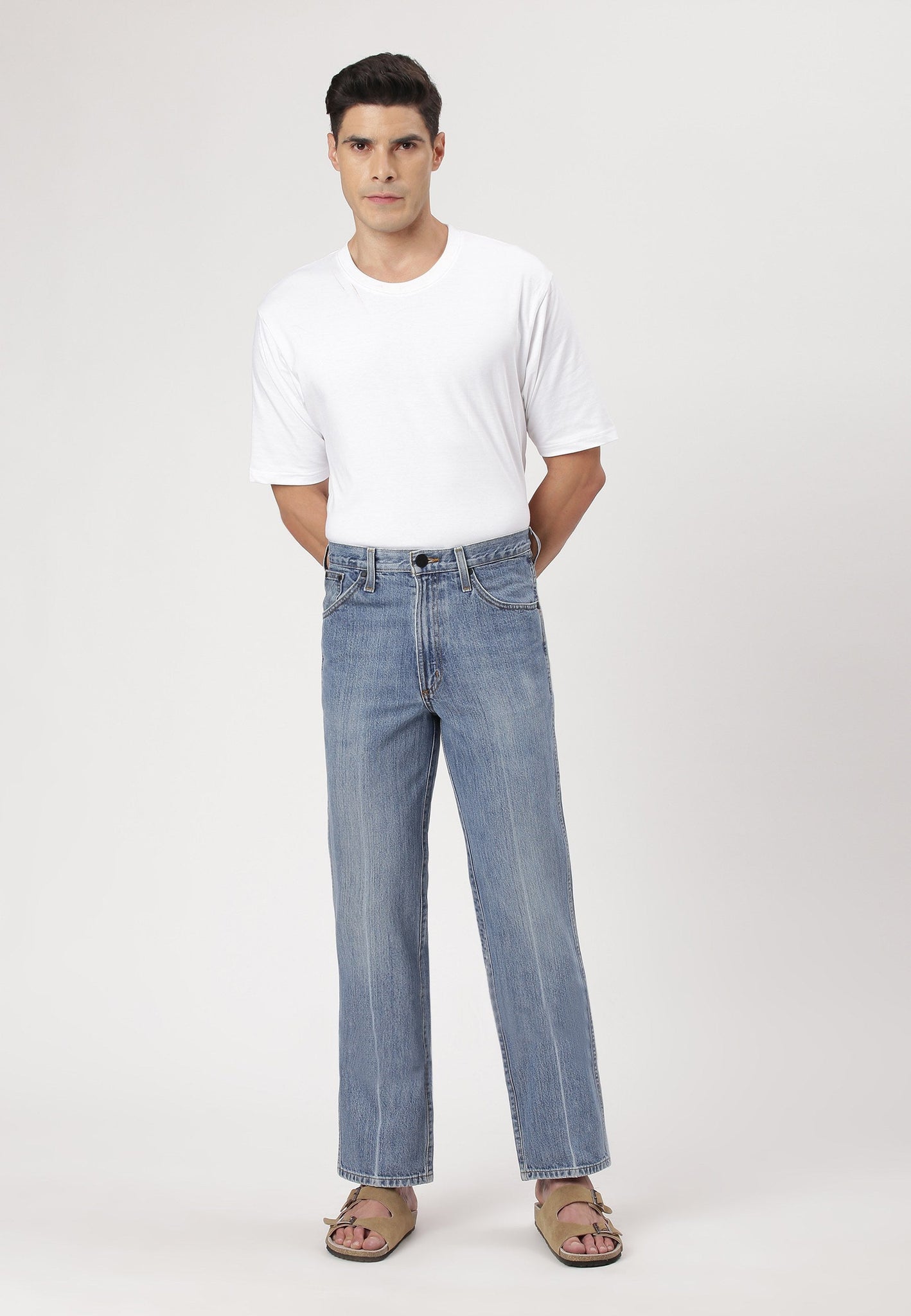 Light Indigo High Rise Straight Jeans