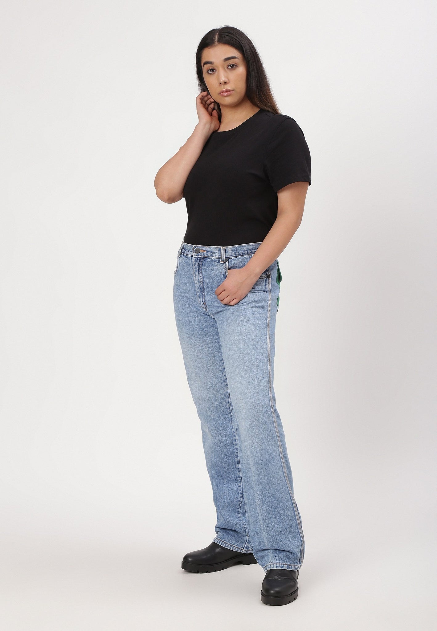 Light Indigo High Rise Straight Jeans