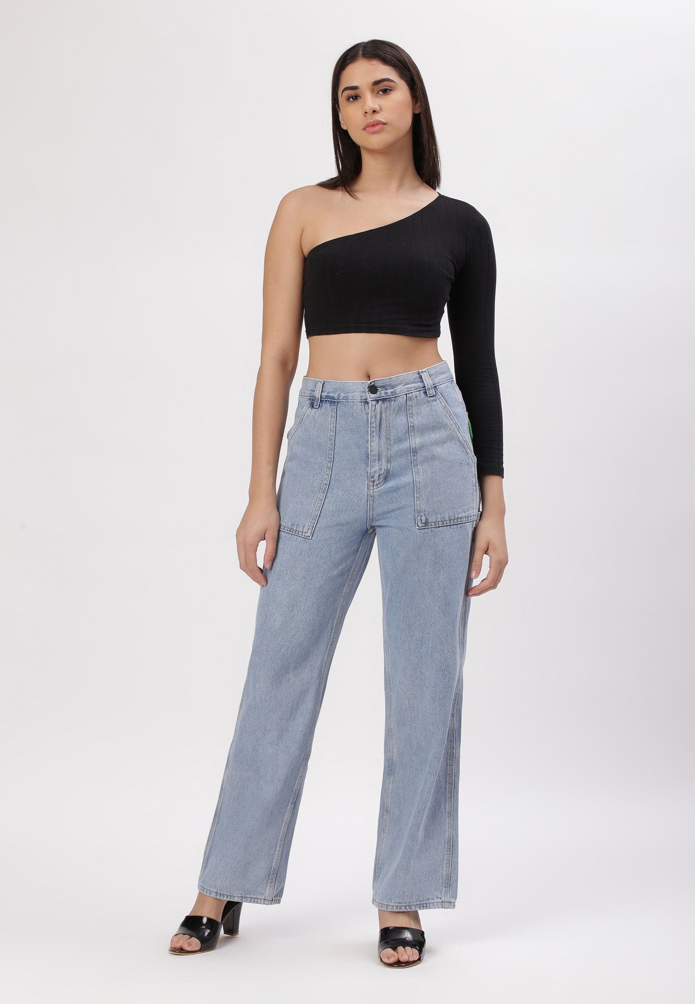 Light Indigo High Rise Straight Jeans