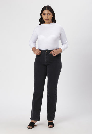 Black High Rise Straight Jeans