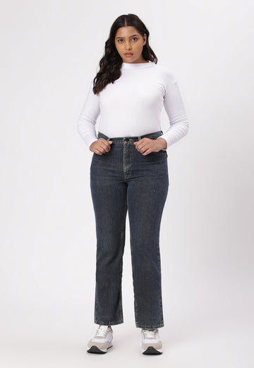 Dark Indigo High Rise Straight Jeans