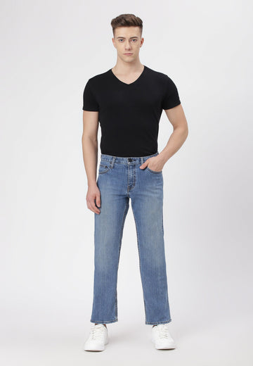 Mid Indigo Mid Rise Straight Jeans