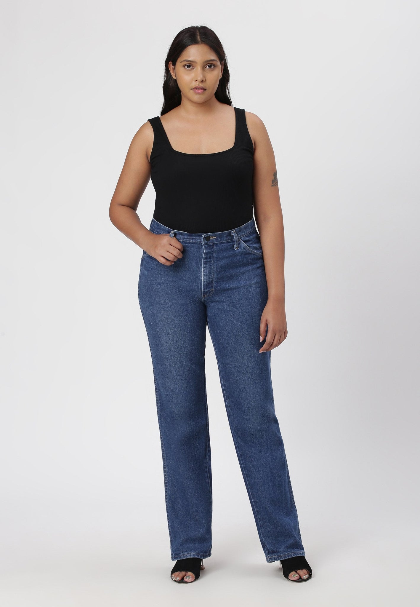 Dark Indigo High Rise Straight Jeans