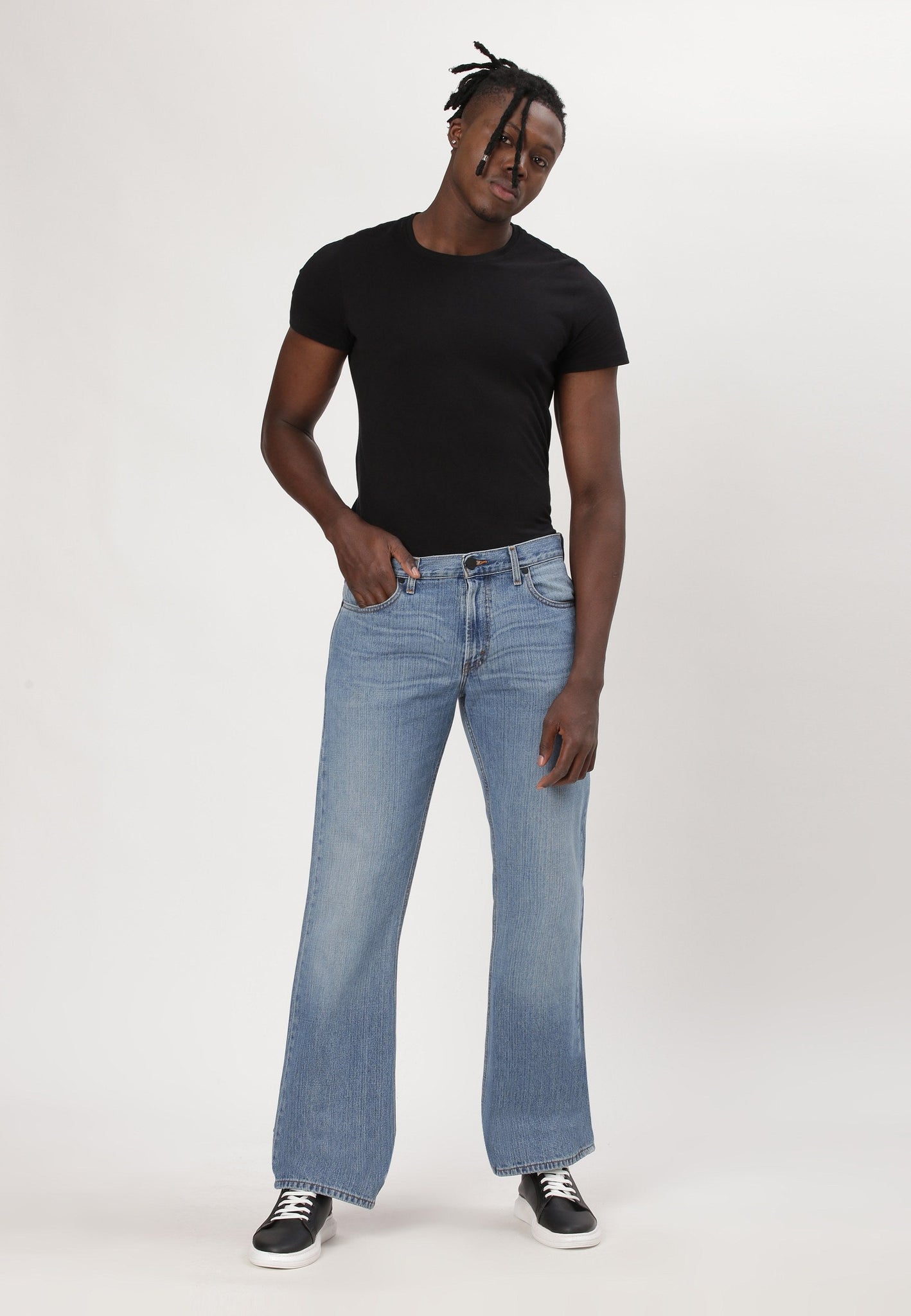 Mid Indigo Mid Rise Straight Jeans