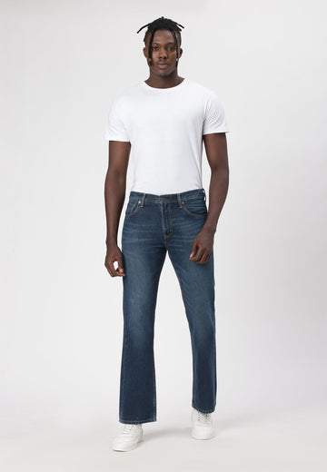 Dark Indigo Mid Rise Straight Jeans