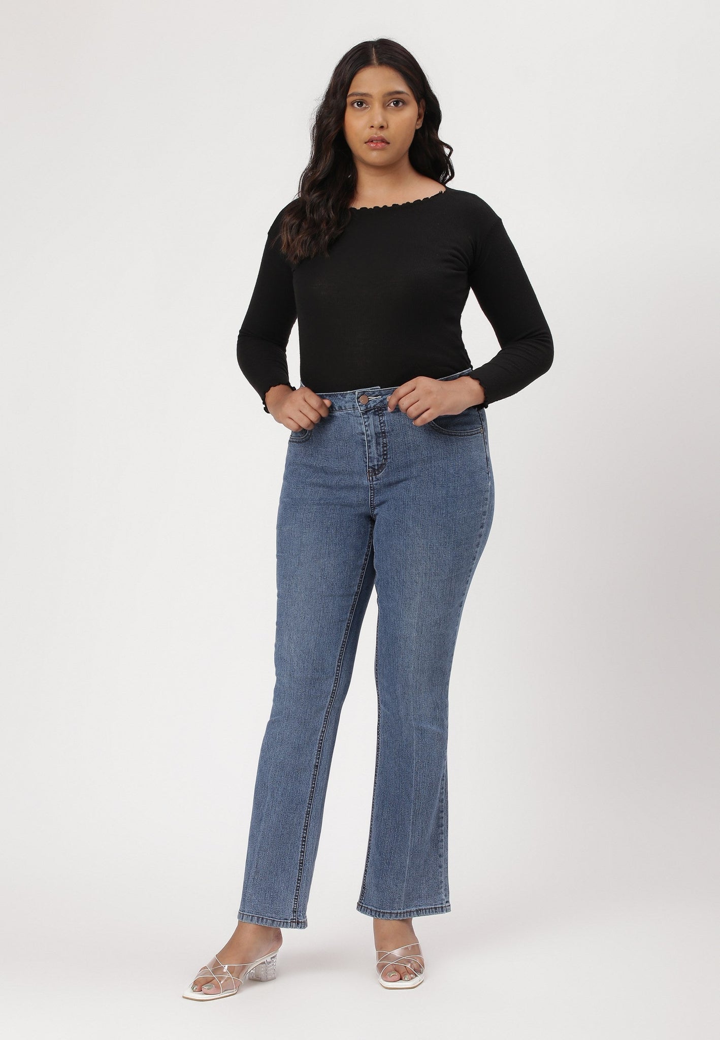 Light Indigo High Rise Bootcut Jeans