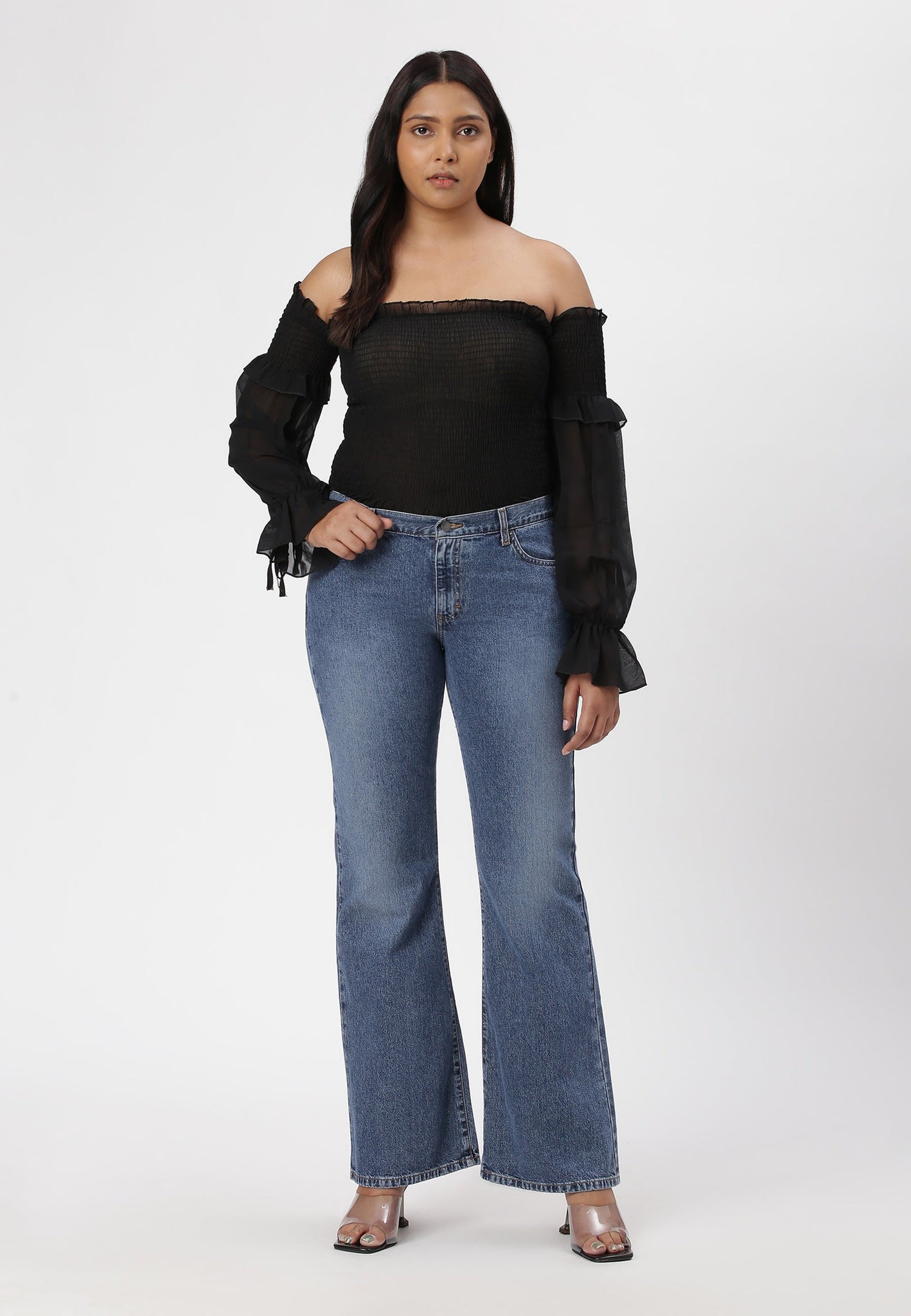 Dark Indigo Mid Rise Bootcut Jeans