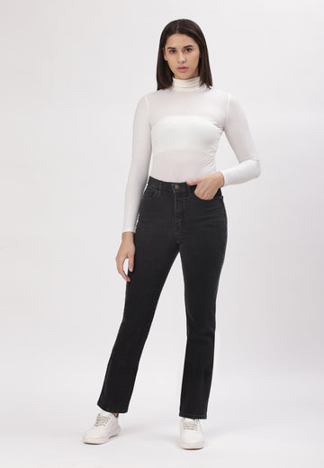 Black High Rise Straight Jeans