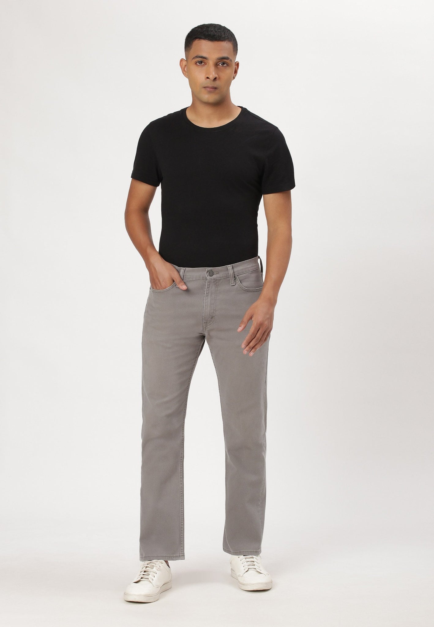 Dark Indigo Mid Rise Straight Jeans