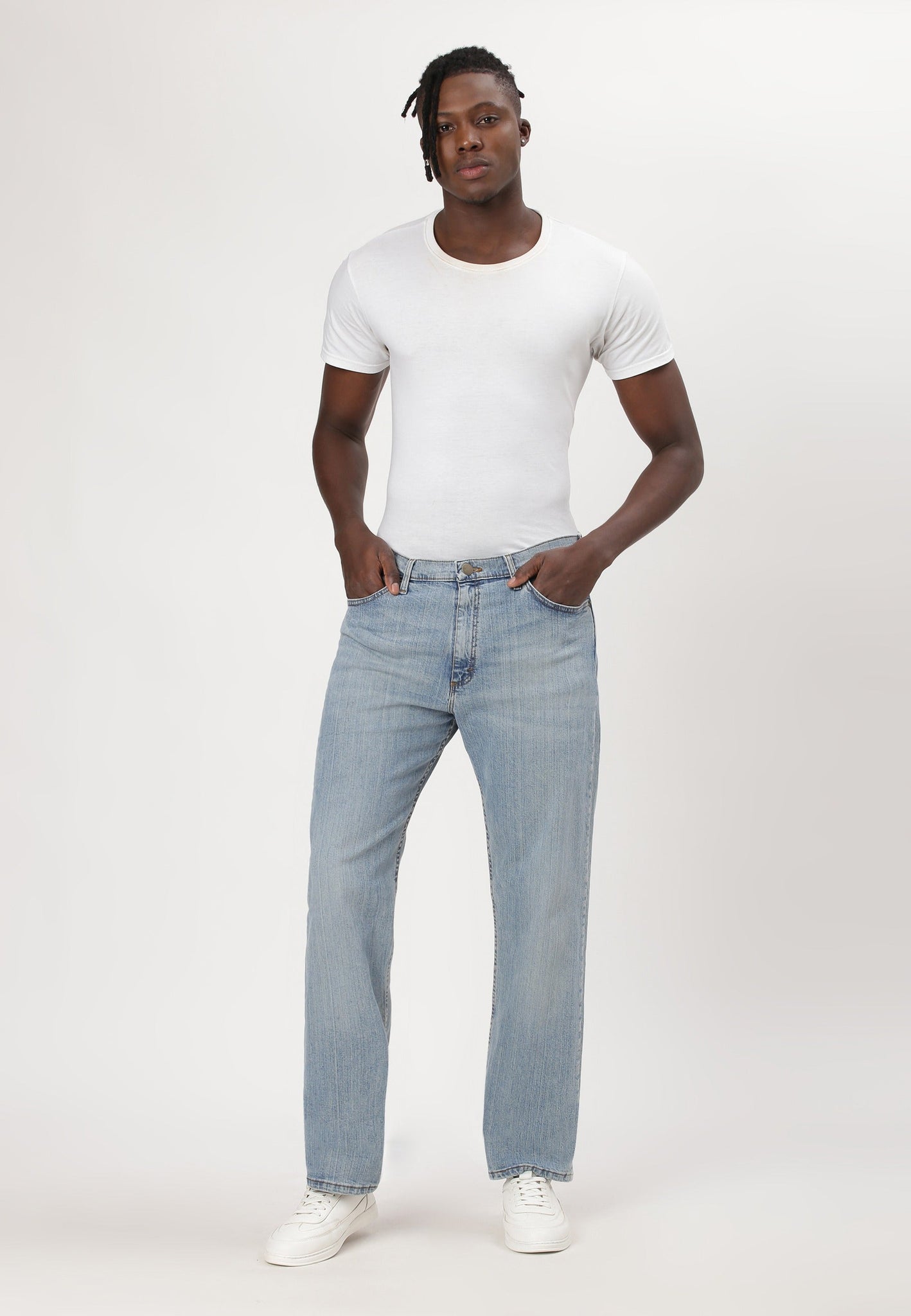 Mid Indigo High Rise Straight Jeans