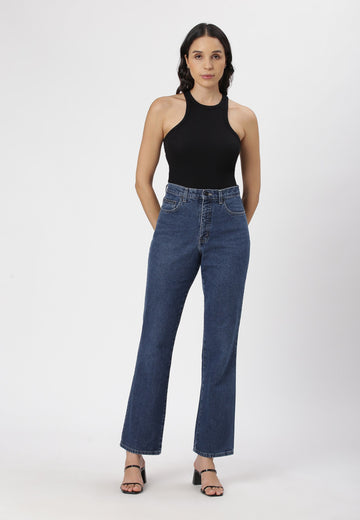 Dark Indigo High Rise Straight Jeans