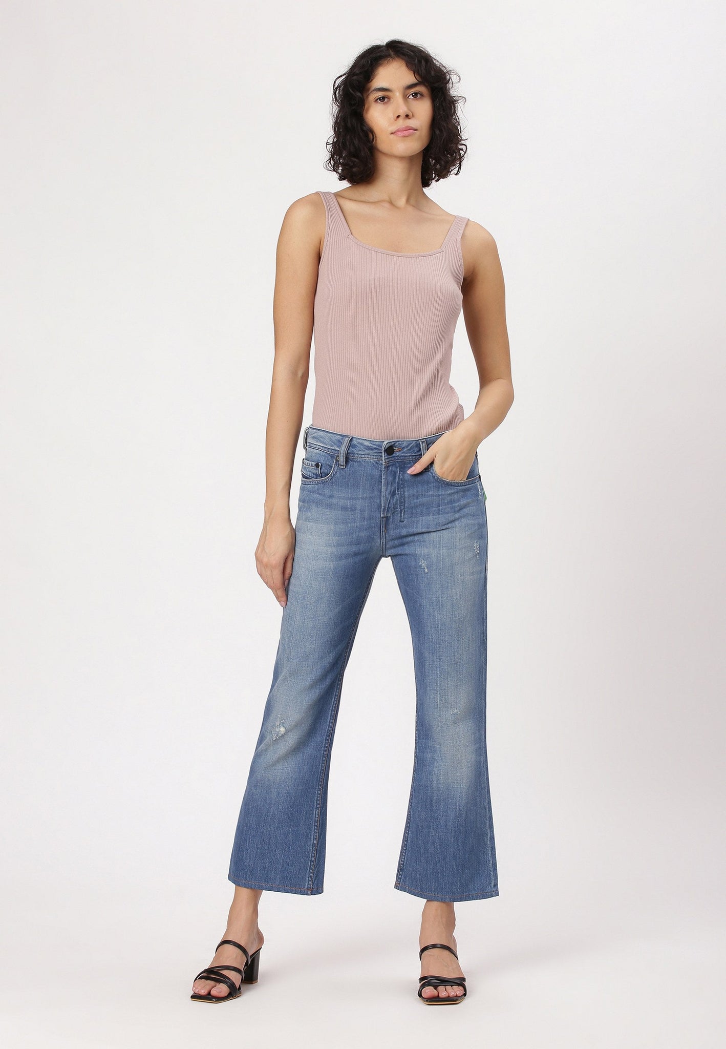 Mid Indigo High Rise Bootcut Jeans