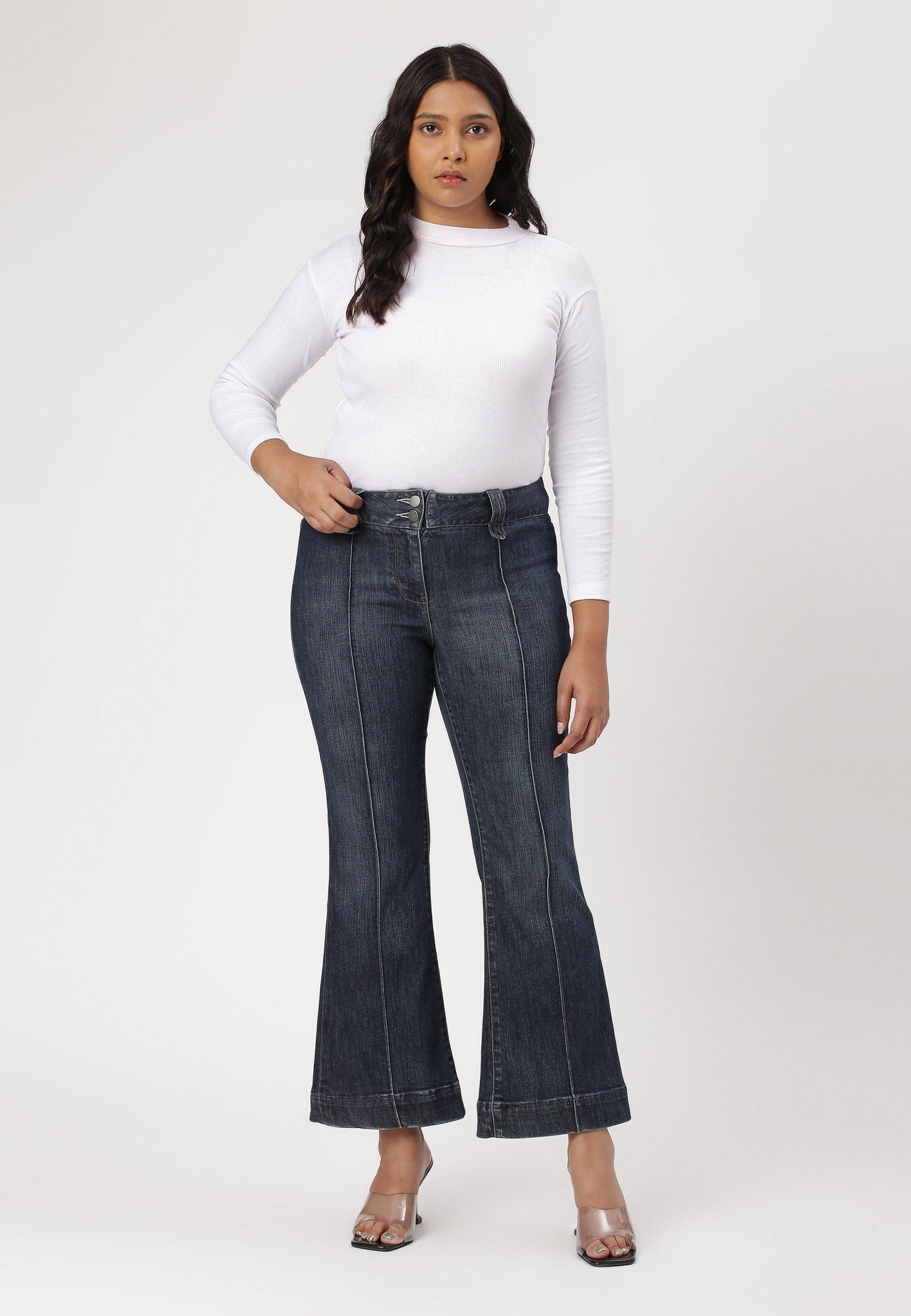 Dark Indigo High Rise Bootcut Jeans