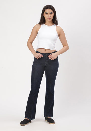 Dark Indigo Mid Rise Bootcut Jeans