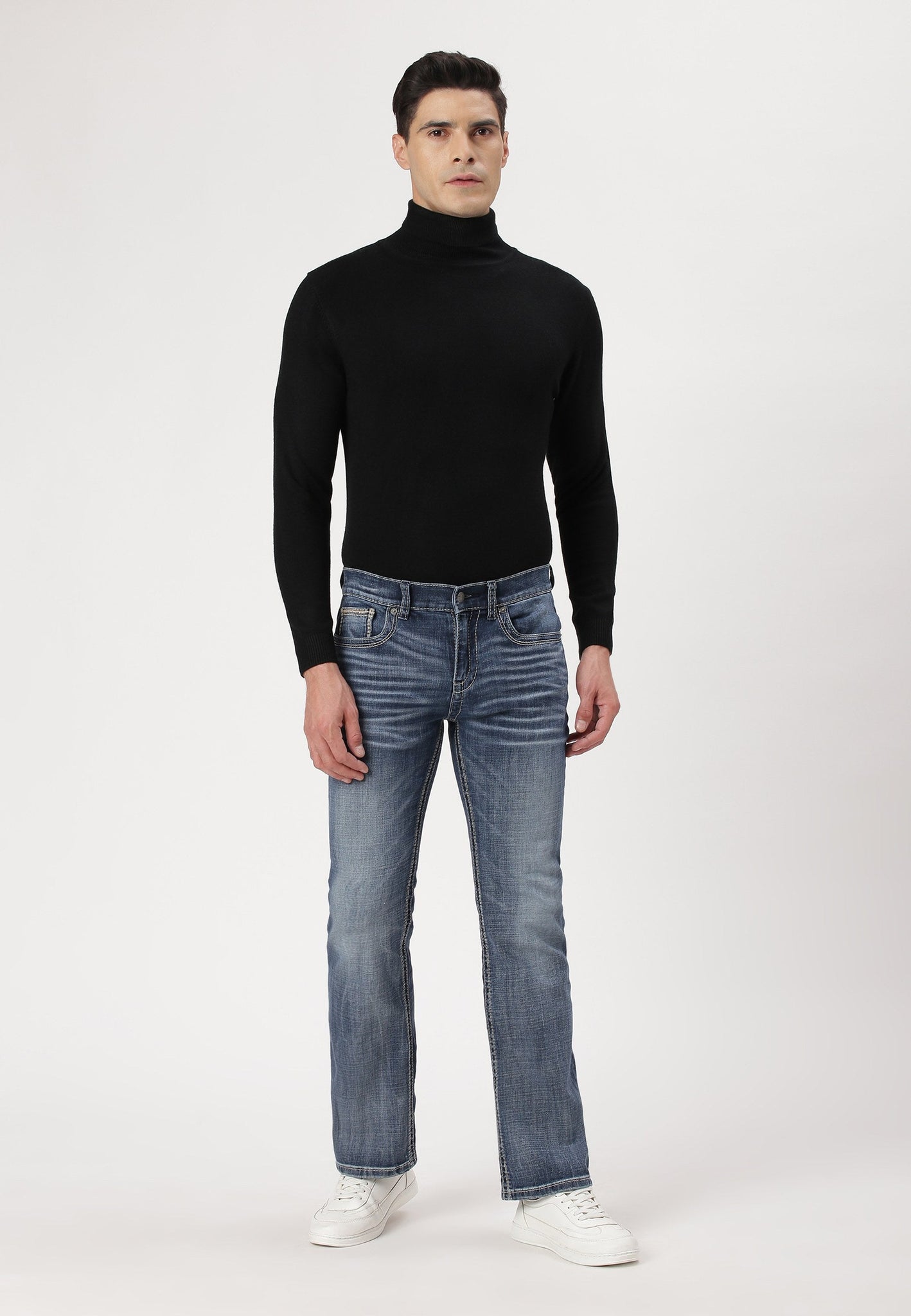 Dark Indigo Mid Rise Bootcut Jeans