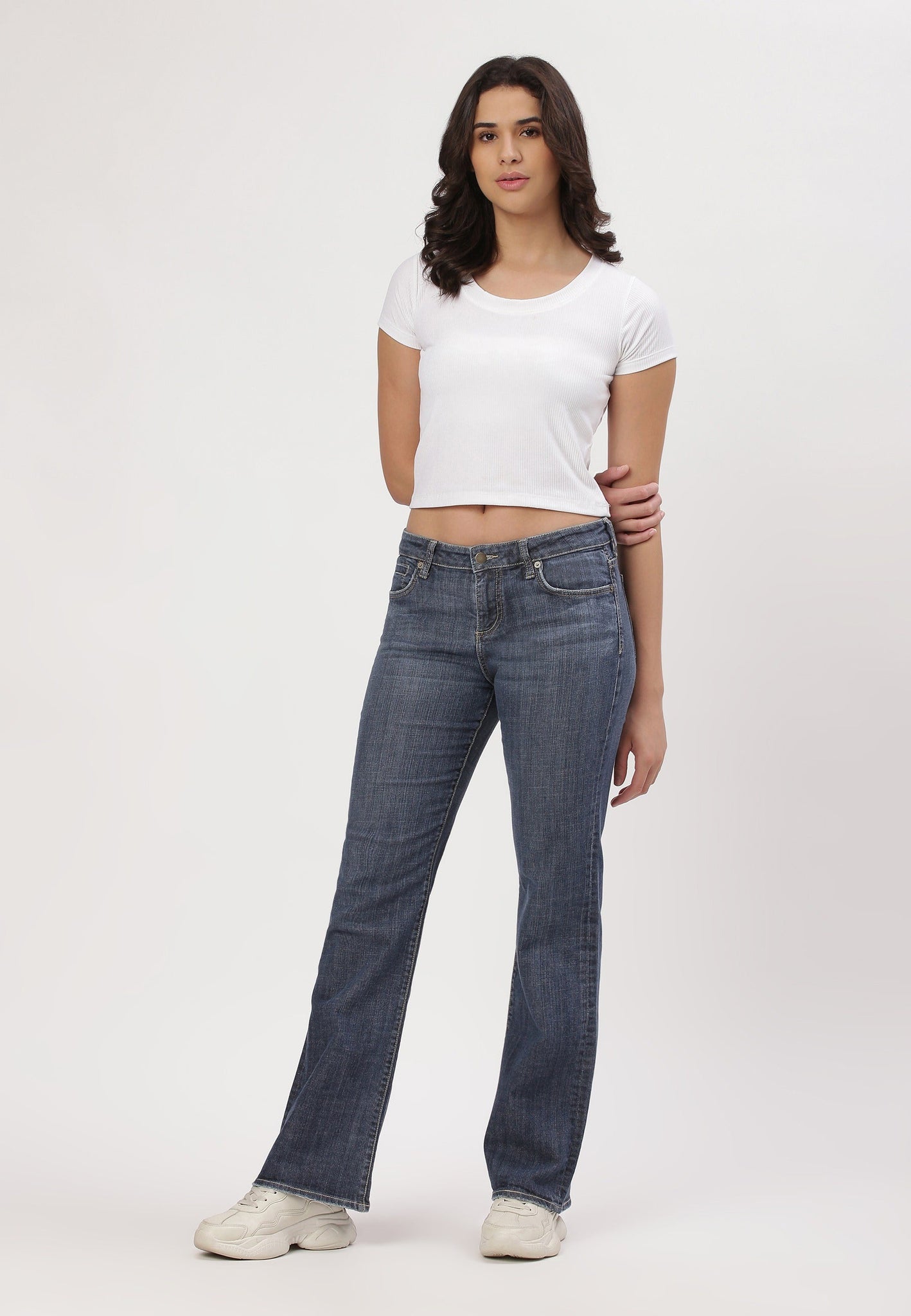 Mid Indigo Mid Rise Bootcut Jeans