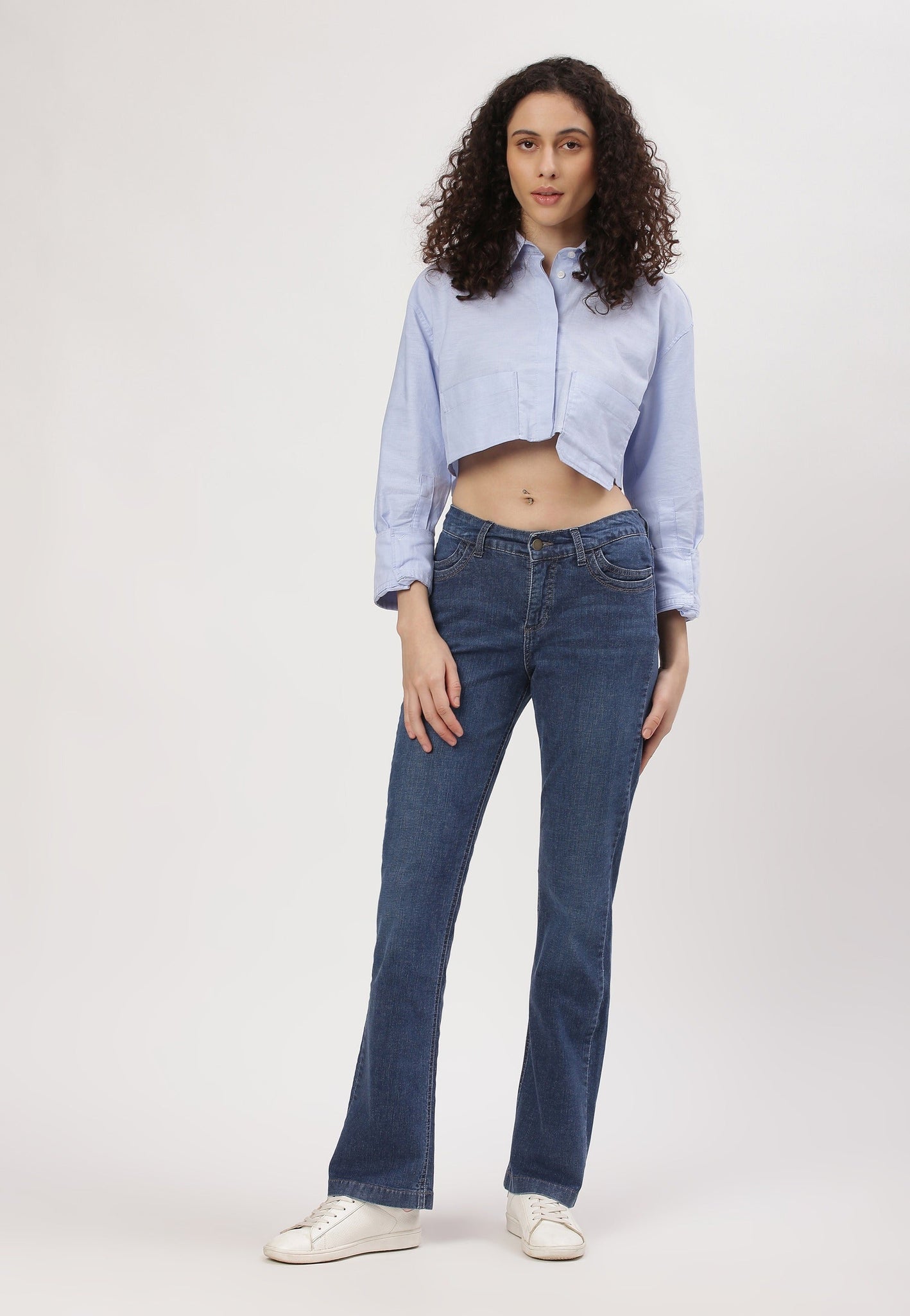 Mid Indigo Mid Rise Bootcut Jeans