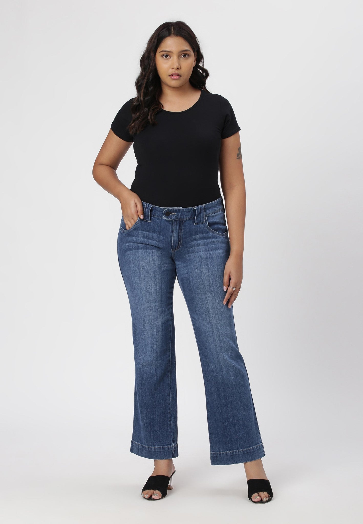 Mid Indigo Mid Rise Bootcut Jeans