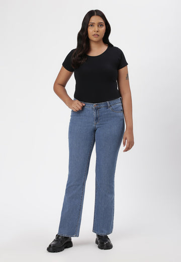 Light Indigo Mid Rise Bootcut Jeans