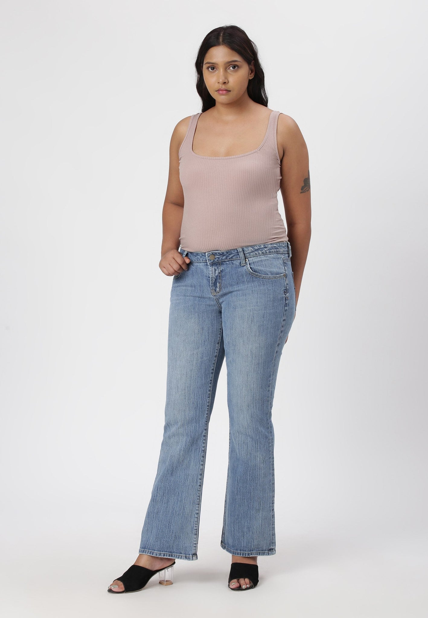 Mid Indigo Mid Rise Bootcut Jeans