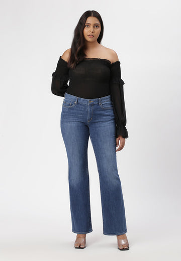 Mid Indigo Mid Rise Bootcut Jeans