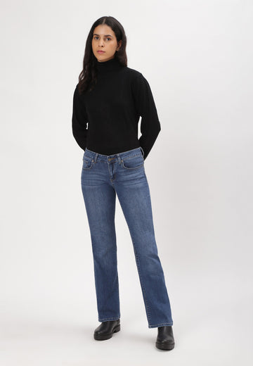 Mid Indigo Mid Rise Bootcut Jeans