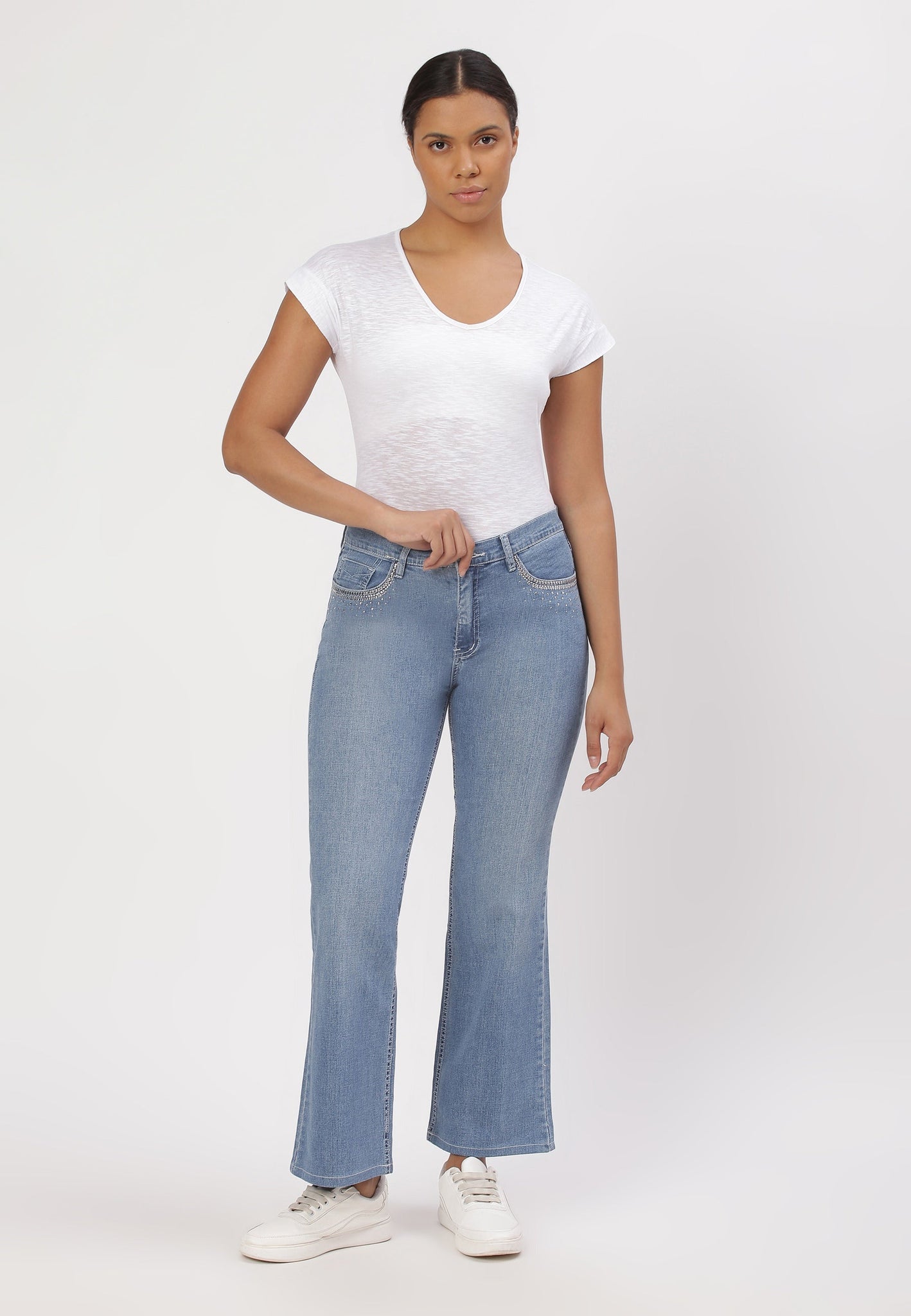 Light Indigo Mid Rise Bootcut Jeans