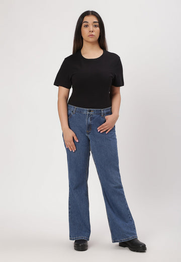 Mid Indigo Mid Rise Bootcut Jeans