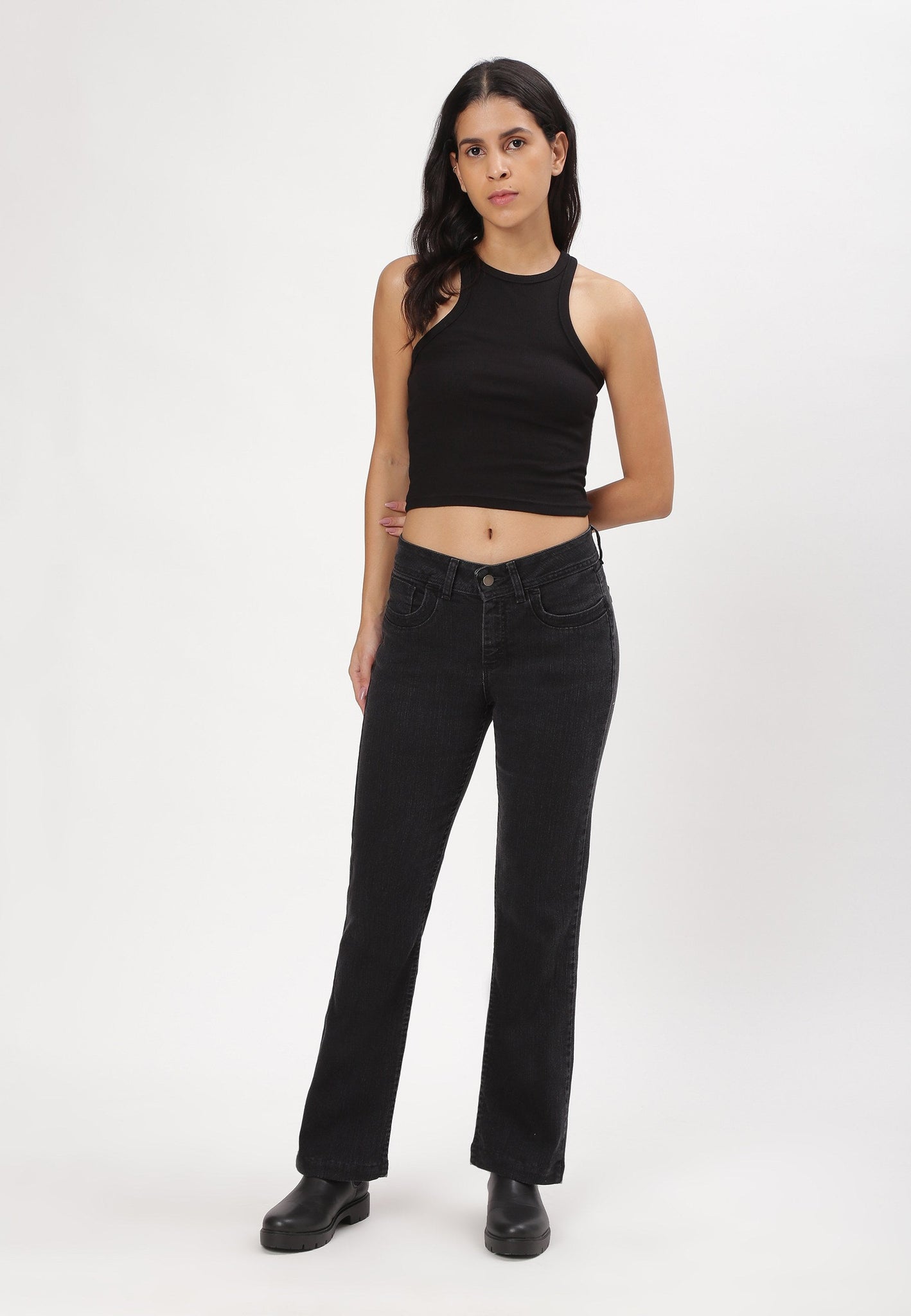 Black Mid Rise Bootcut Jeans