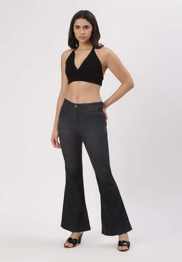 Black High Rise Bootcut Jeans