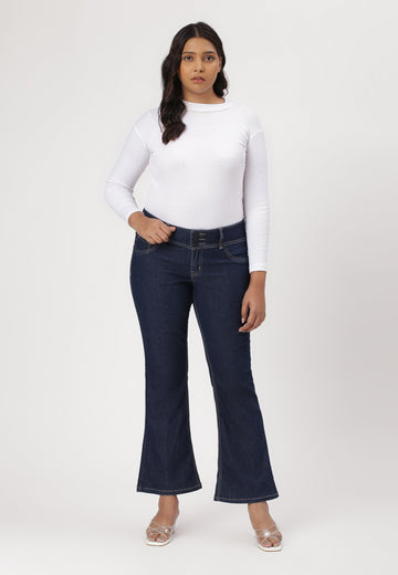 Dark Indigo Mid Rise Bootcut Jeans