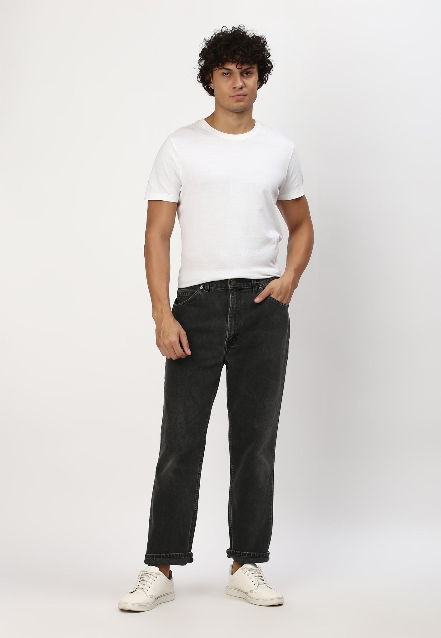 Black High Rise Straight Jeans