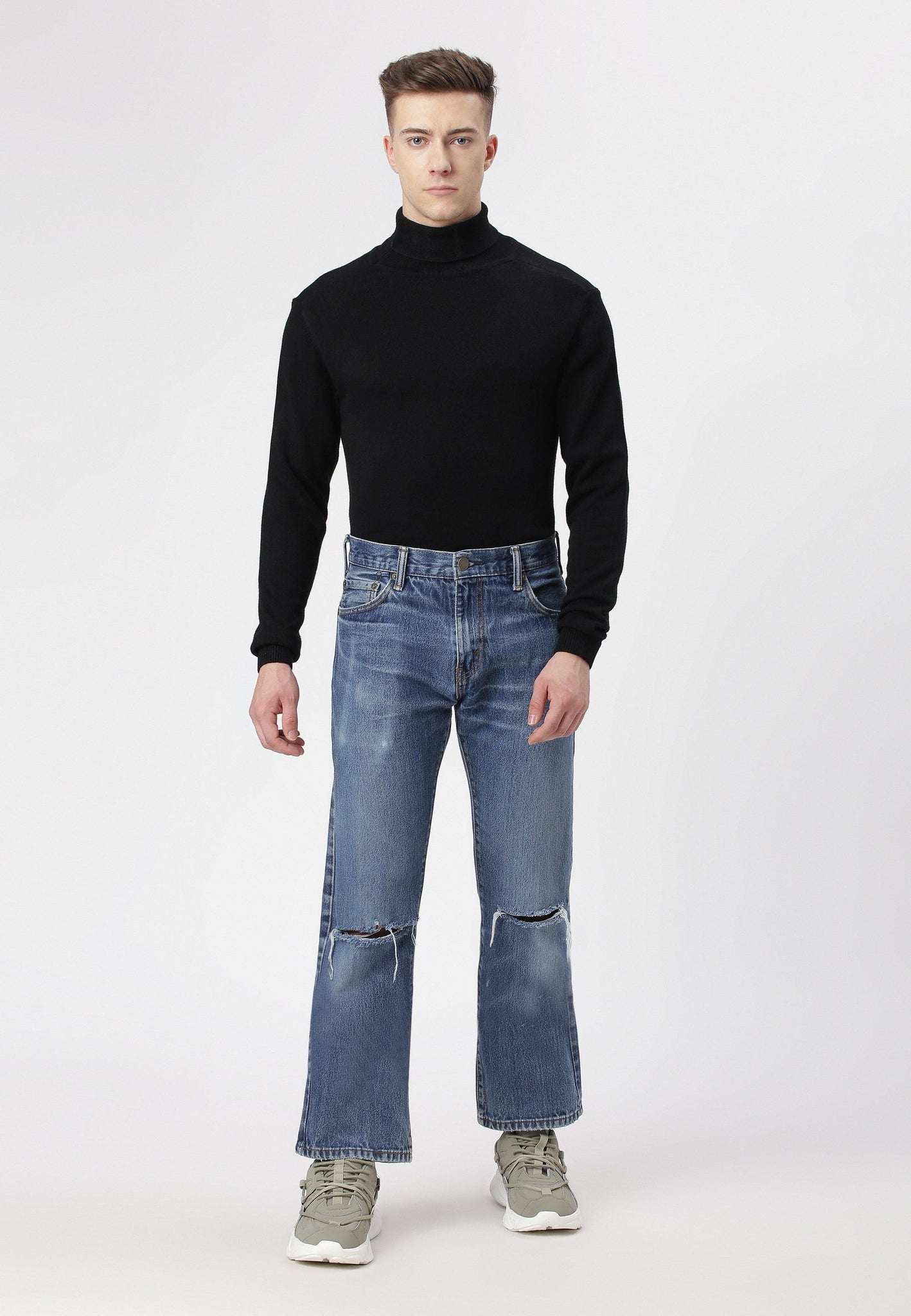 Mid Indigo Mid Rise Straight Jeans