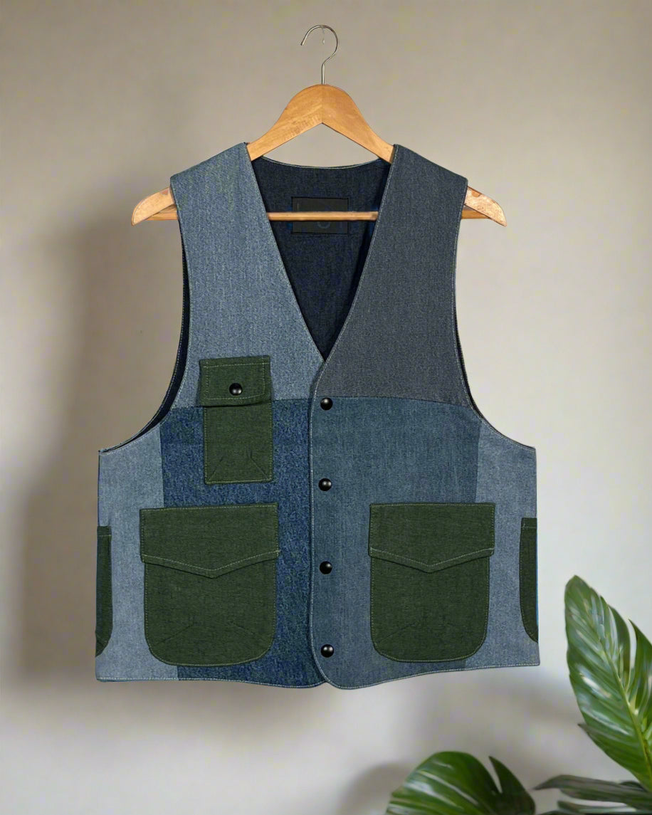 Upcycled Denim Gilet Jacket | G110