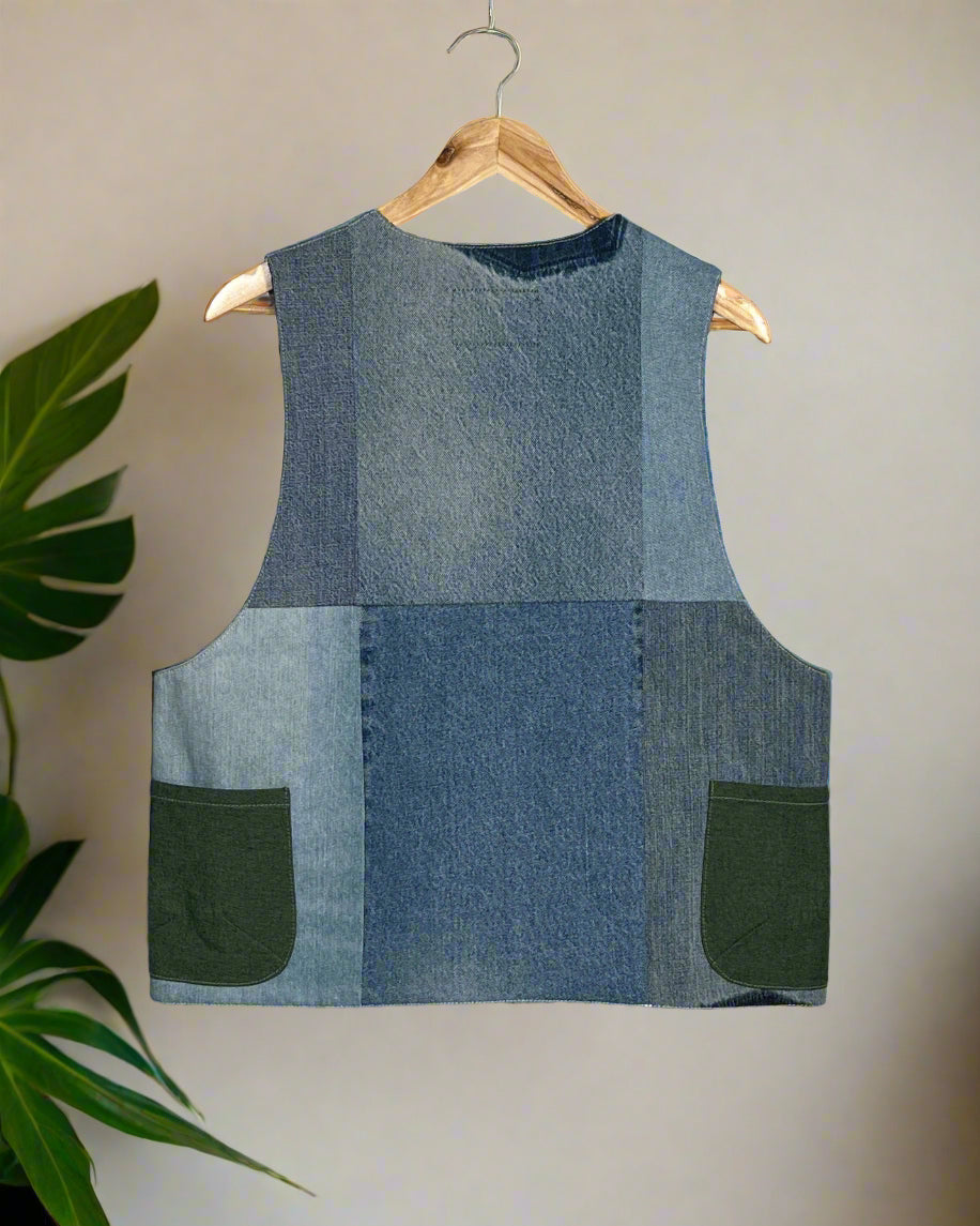 Upcycled Denim Gilet Jacket | G112