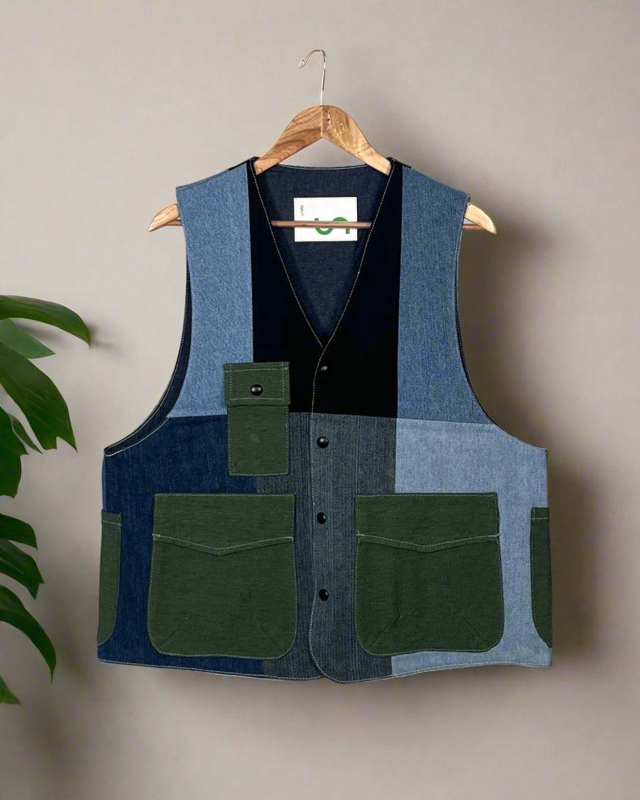 Upcycled Denim Gilet Jacket | G155