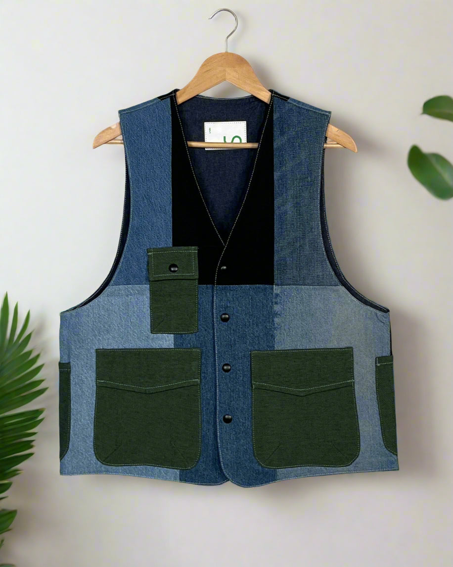 Upcycled Denim Gilet Jacket | G135