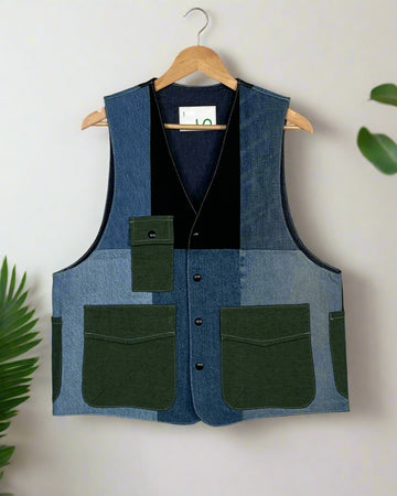 Upcycled Denim Gilet Jacket | G135