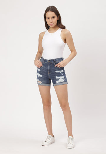 UnExcess Pledge | Mid Indigo Mid Rise Straight Shorts | Un-Size 26